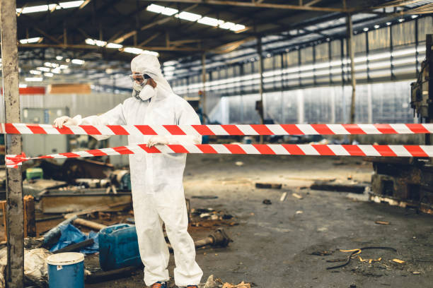 Professional Sewage Cleanup technician working in Little Falls, NJ